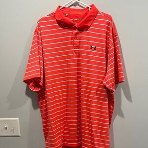 Under Armour Scarlet Polo with Ivory Stripes